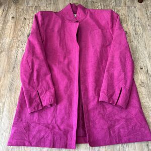 Ultra Suede Trench Coat Vintage Women's Large 12 Hot Pink Leather